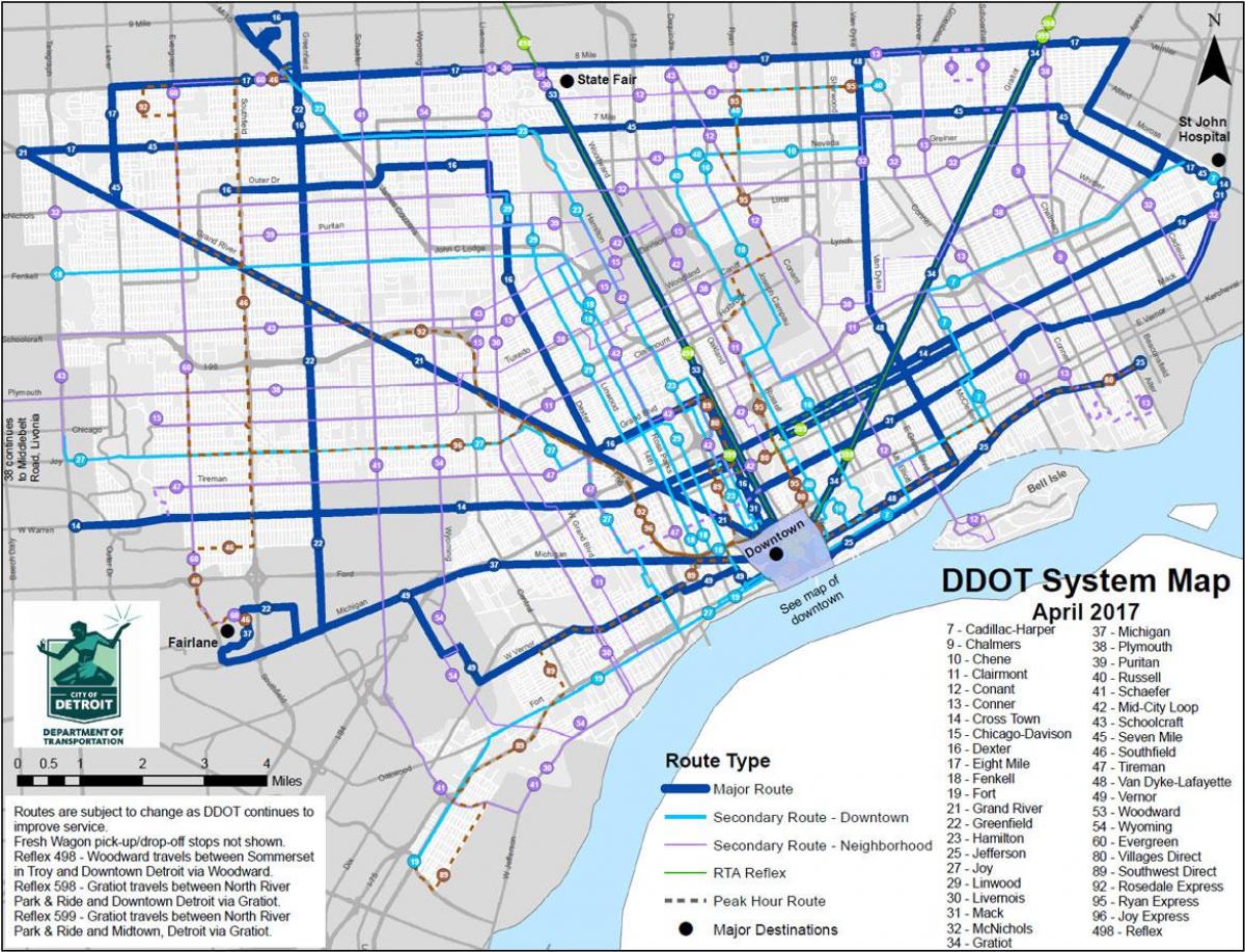 peta dari Detroit Bus