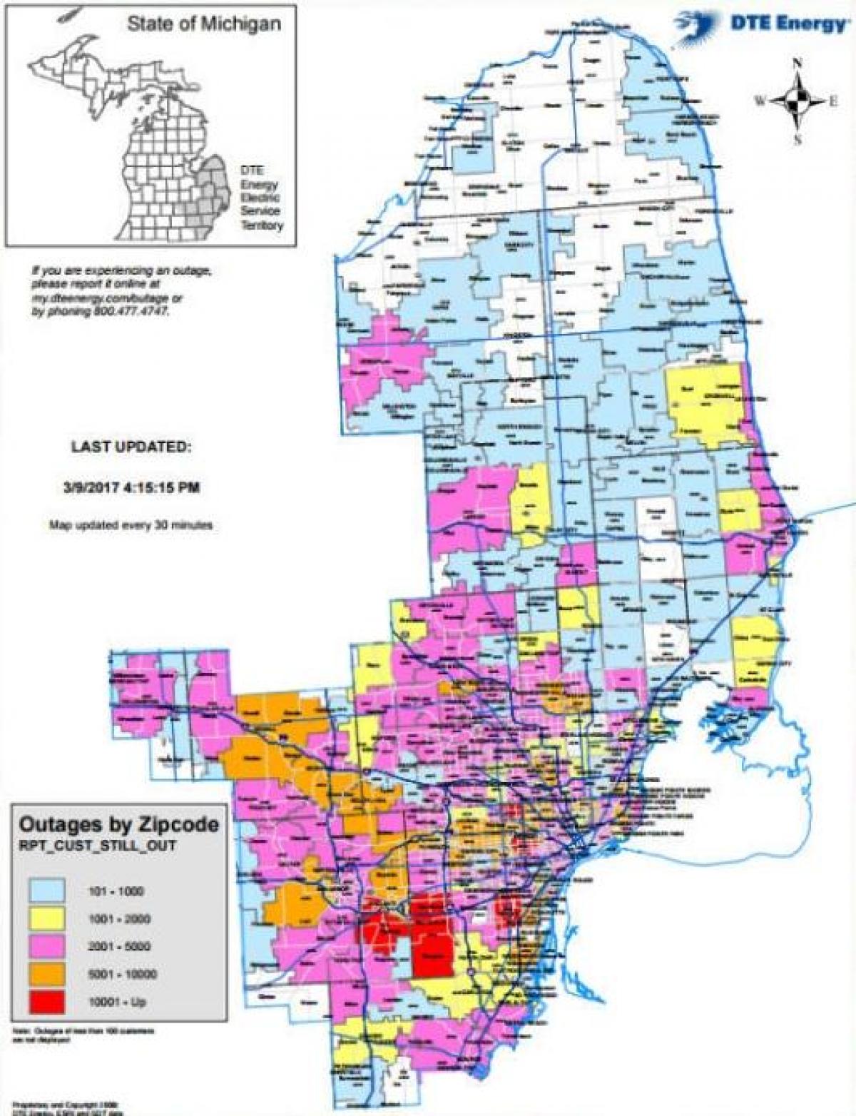 Detroit edison pemadaman listrik peta
