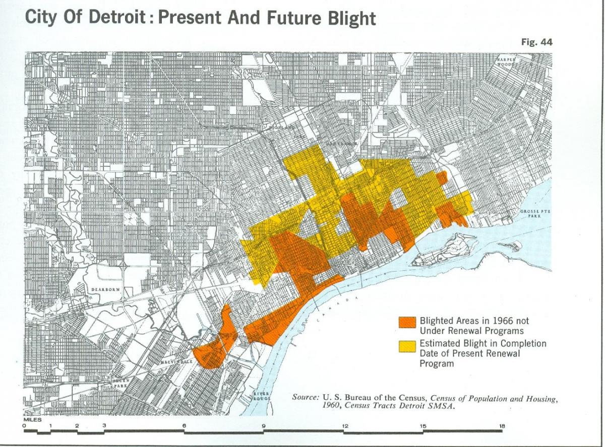 peta dari Detroit hawar