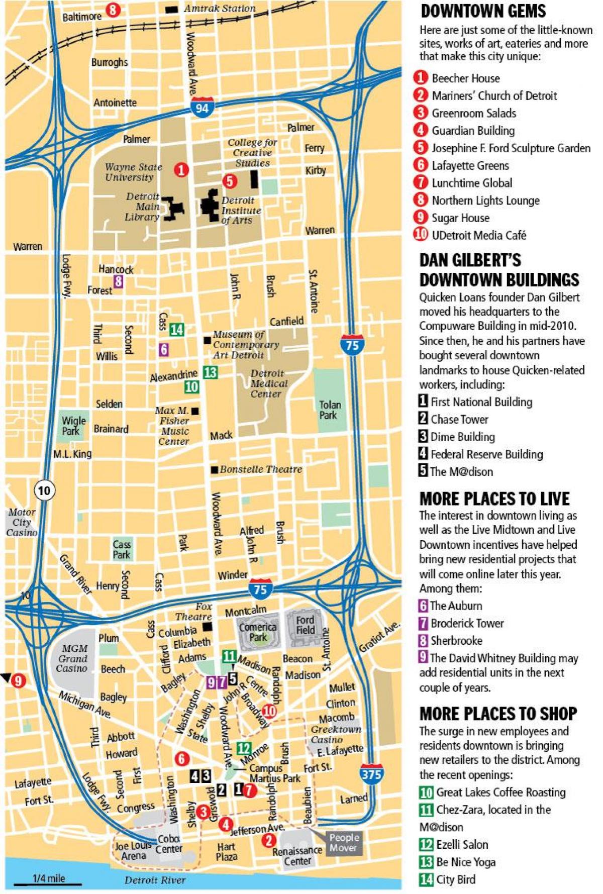 peta dari pusat kota Detroit